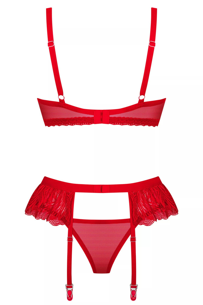 Комплект білизни червоний з поясом Obsessive Chilisa set