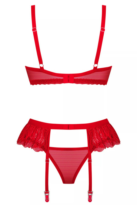 Комплект белья красный с поясом Obsessive Chilisa set
