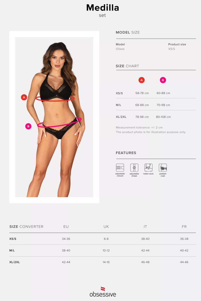 Комплект білизни мереживний Obsessive Medilla set