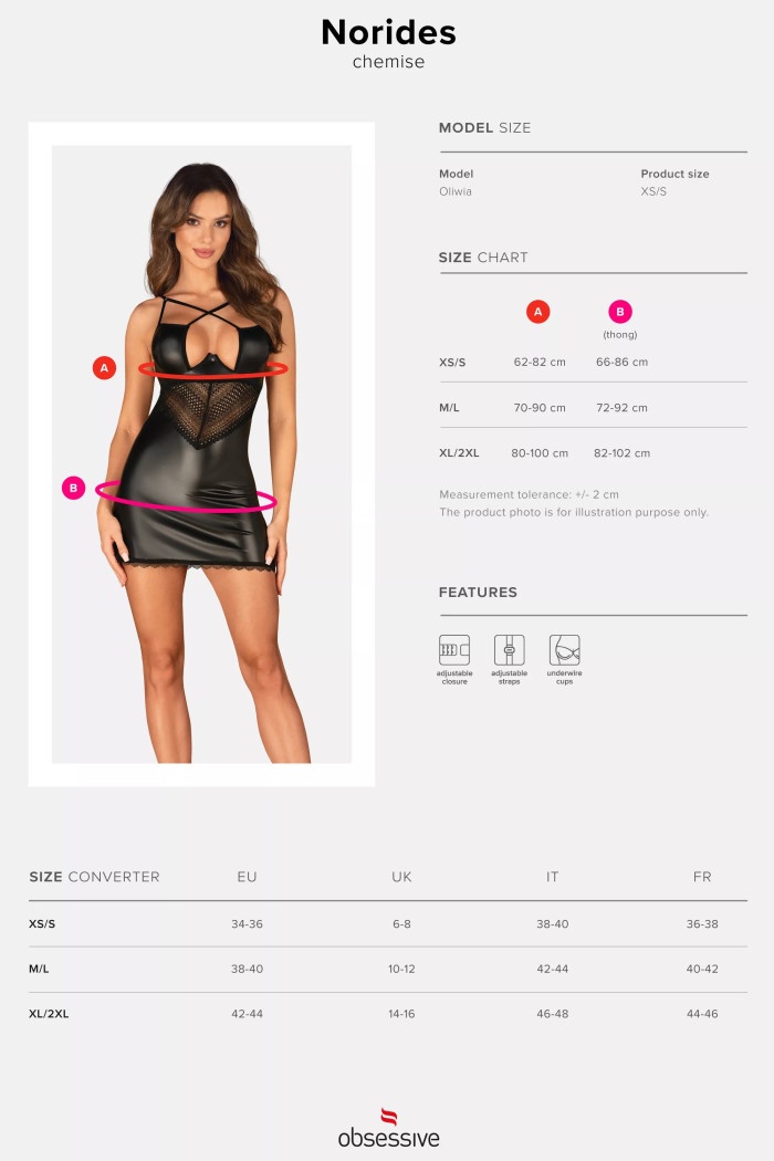 Сукня латексна під шкіру Obsessive Norides chemise