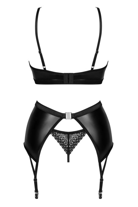 Комплект латексний з поясом для панчох Obsessive Norides garter belt set