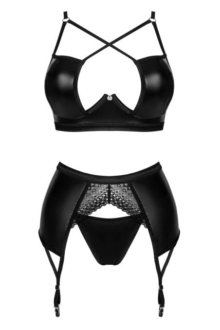 Комплект латексний з поясом для панчох Obsessive Norides garter belt set