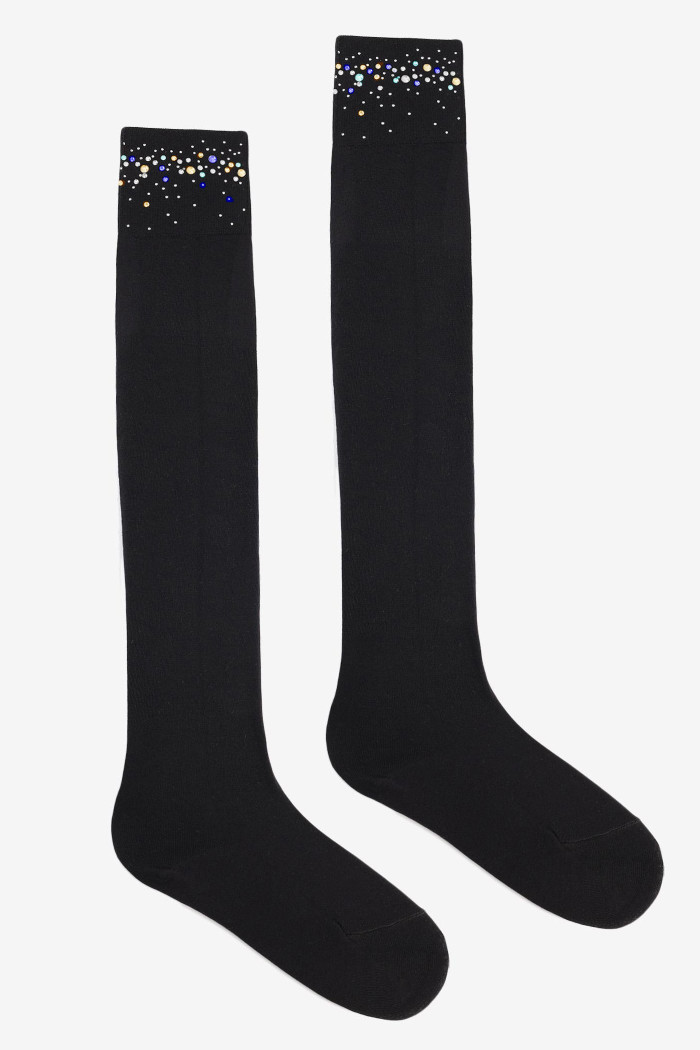 Високі гольфи-Заколінки бавовняні зі стразами Marilyn Zazu 899 DIAMONDS