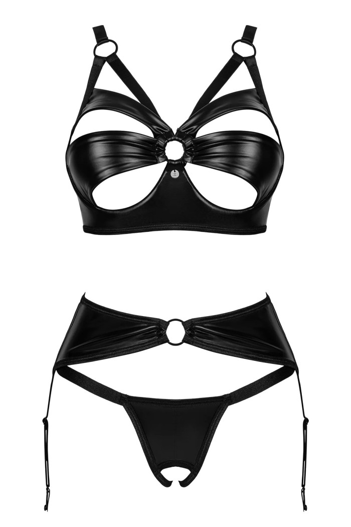 Комплект латексный с поясом для чулок Obsessive Armares garter belt set