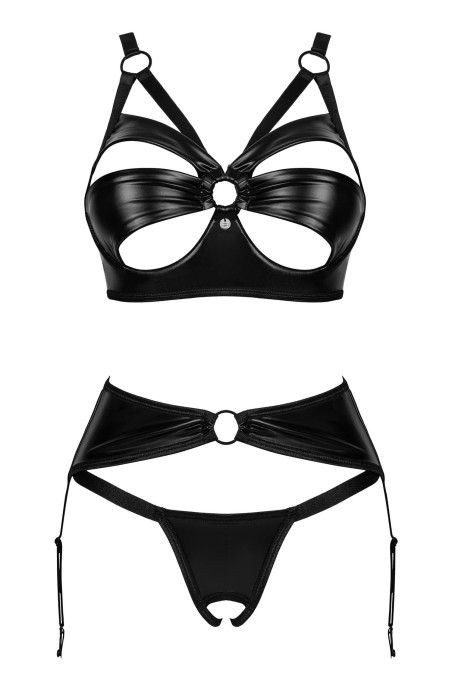 Комплект латексний з поясом для панчох Obsessive Armares garter belt set