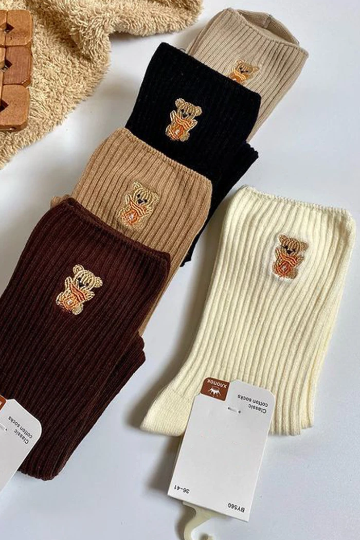 Шкарпетки в рубчик з ведмедиками InSecret BY560 Teddy