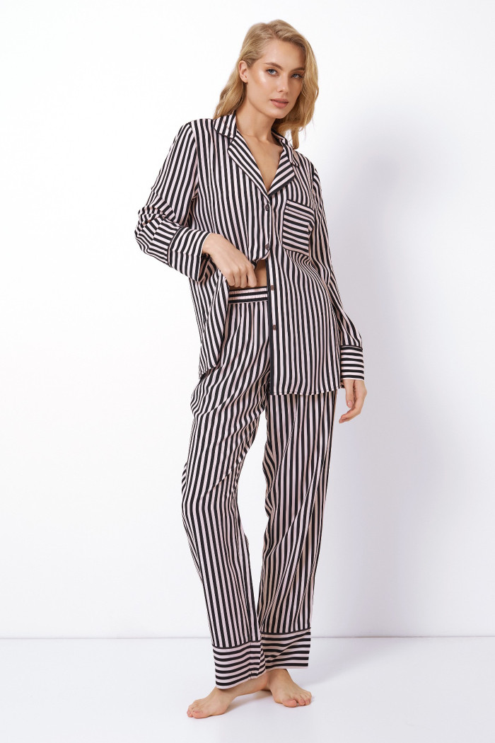 Піжама жіноча - сорочка з брюками в смужку ARUELLE BRITTANY LONG