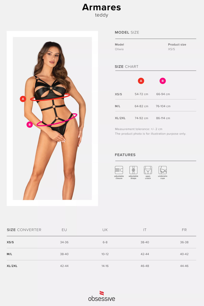 Боді латексне відкрите з доступом Obsessive Armares