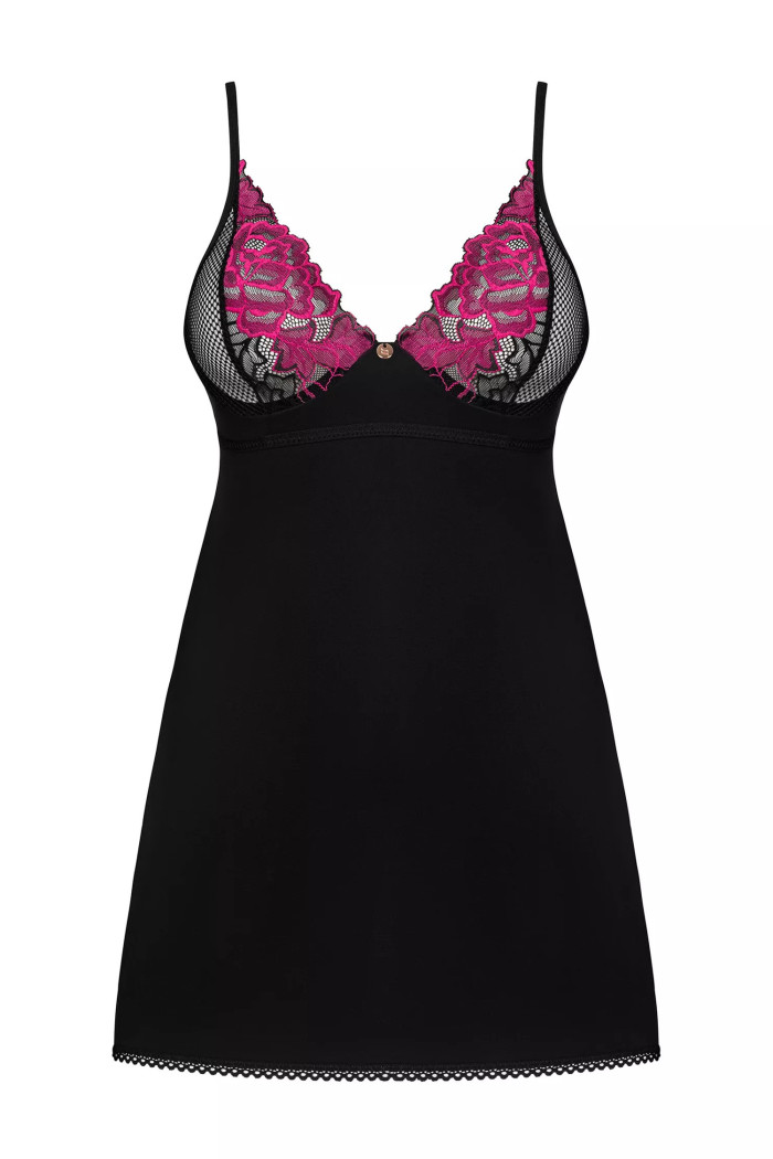 Комбинация сатиновая с трусиками Obsessive Rosenty chemise