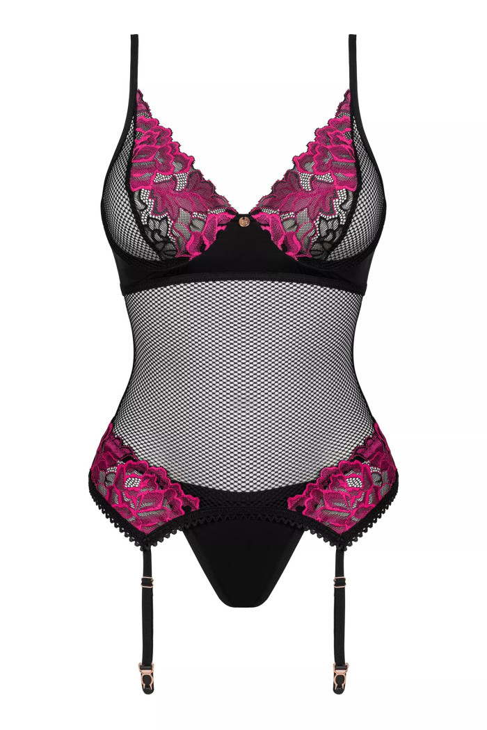 Розкішний корсет з трусиками Obsessive Rosenty corset