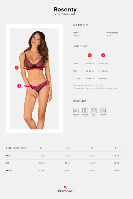 Комплект білизни з доступом Obsessive Rosenty set