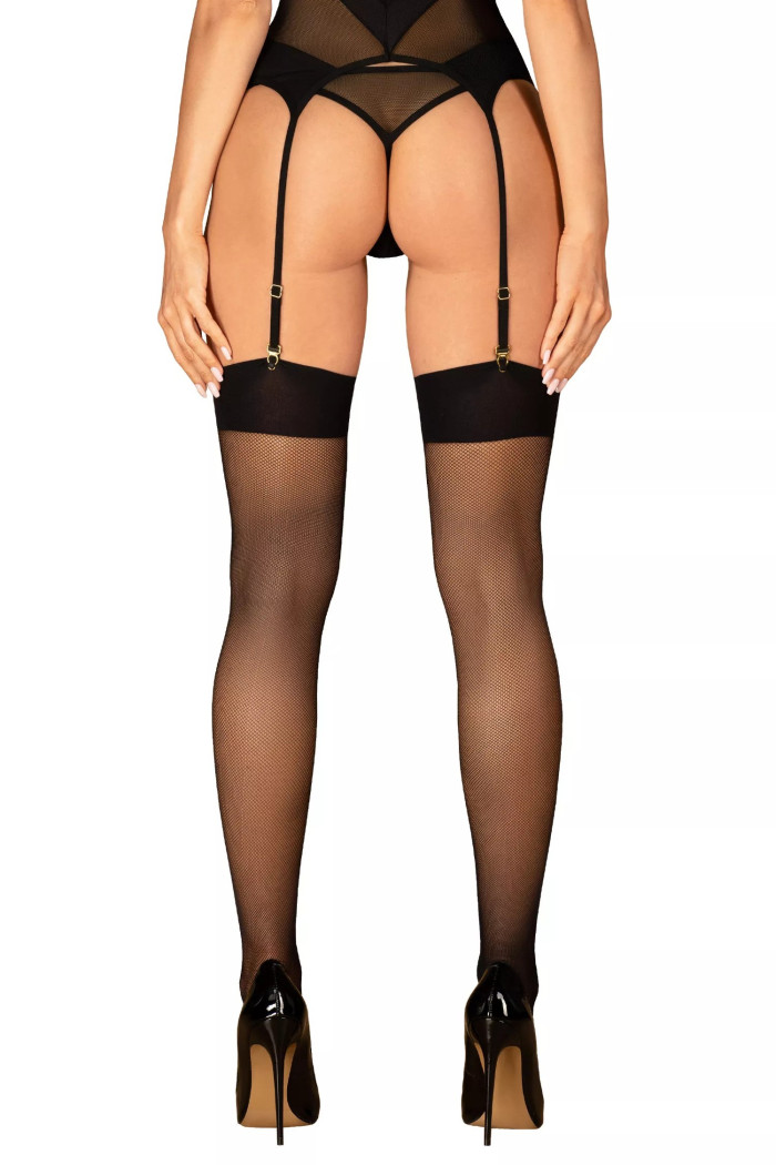 Чулки в сетку под пояс Obsessive S823