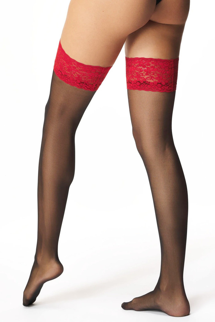 Панчохи з червоним мереживом Passion ST004 17d