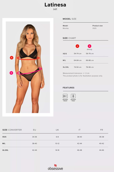 Комплект білизни прозорий Obsessive Latinesa set