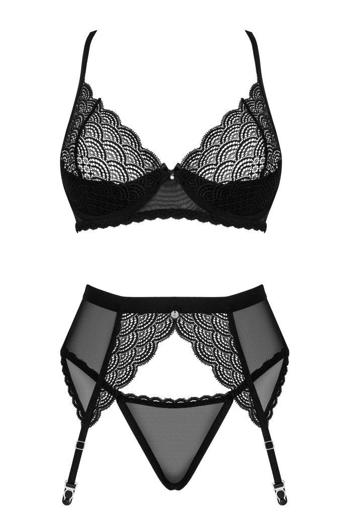 Комплект белья кружевной с поясом Obsessive Chemeris set