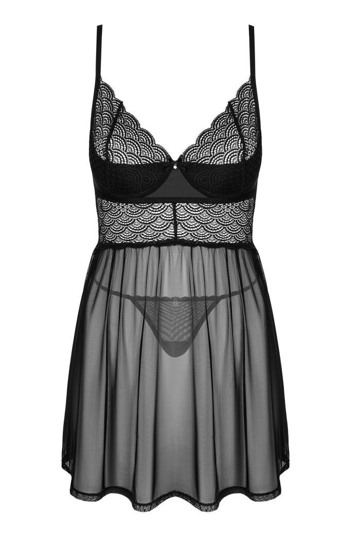 Пеньюар прозорий з трусиками Obsessive Chemeris babydoll