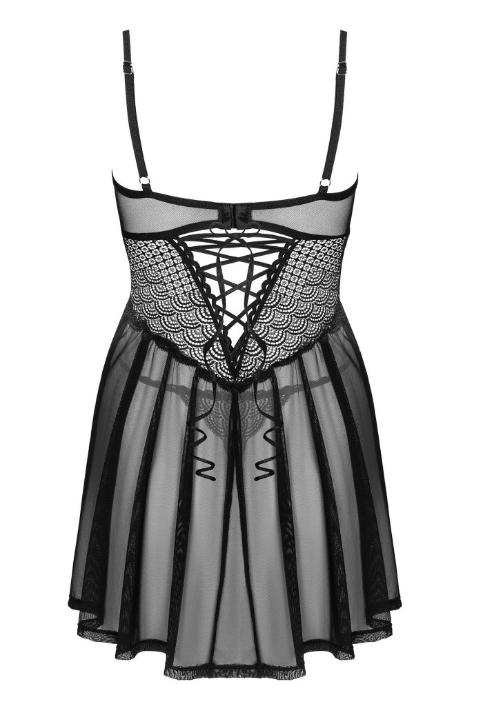 Пеньюар прозорий з трусиками Obsessive Chemeris babydoll