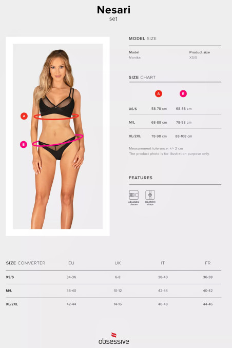 Комплект білизни з сіточкою Obsessive Nesari set