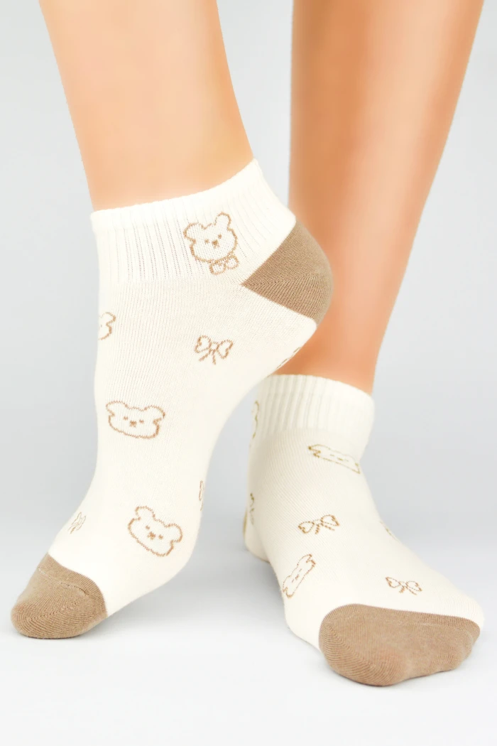 Шкарпетки жіночі короткі з Ведмедиком Noviti ST038-01