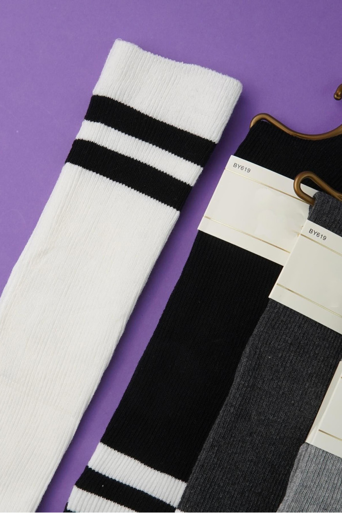 Гольфи бавовняні в рубчик зі смужками InSecret BY619