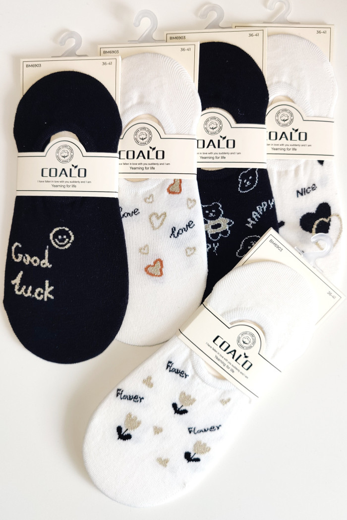Сліди-Шкарпетки короткі бавовняні з принтом Coalo BM6903 Love
