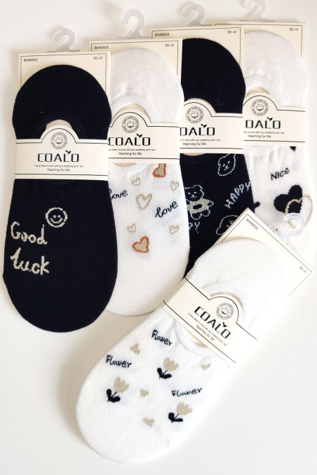 Сліди-Шкарпетки короткі бавовняні з принтом Coalo BM6903 Love