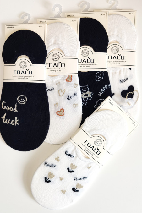 Сліди-Шкарпетки короткі бавовняні з принтом Coalo BM6903 Good Luck
