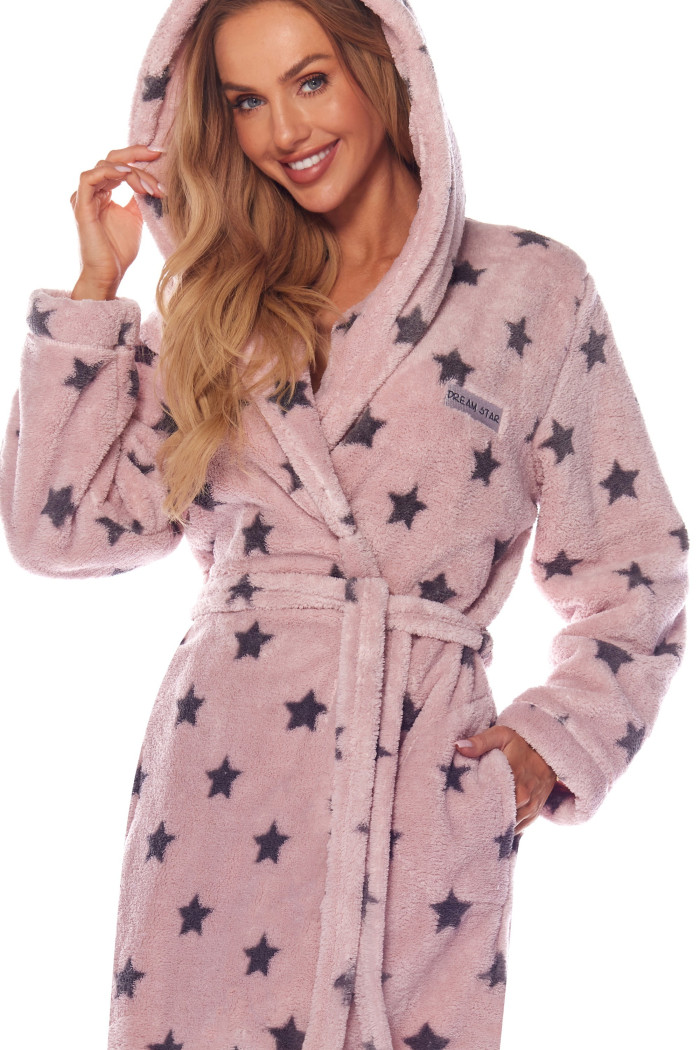 Женский длинный теплый халат со звездами L&L 2135 Ds Balet