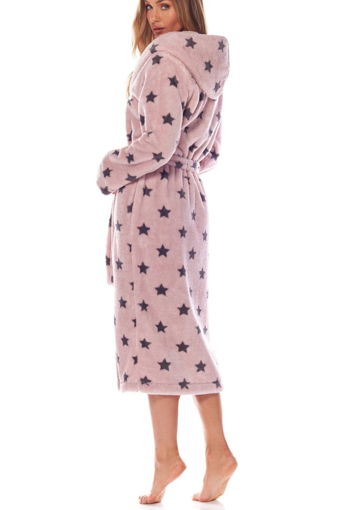 Женский длинный теплый халат со звездами L&L 2135 Ds Balet