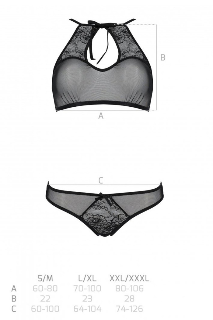 Комплект полупрозрачный с открытыми трусиками Passion Ursula set