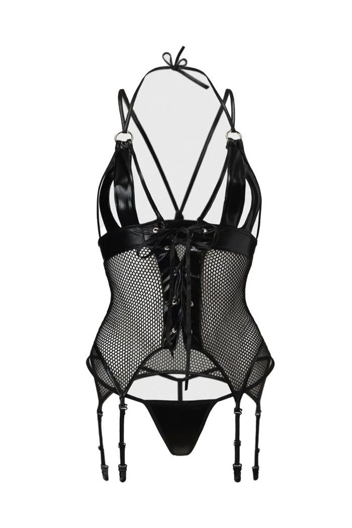 Корсет из сетки и латекса с трусиками Passion Katriss