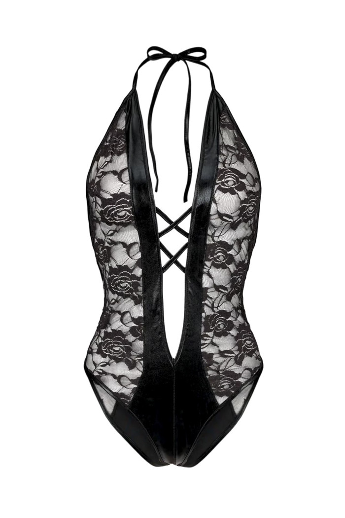 Боди кружевное с имитацией шнуровки Passion Daryl