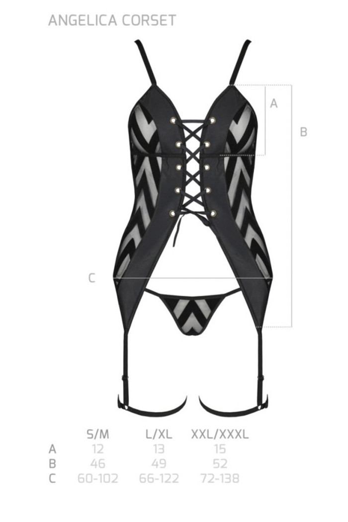 Корсет з трусиками та гартерами Passion Angelica