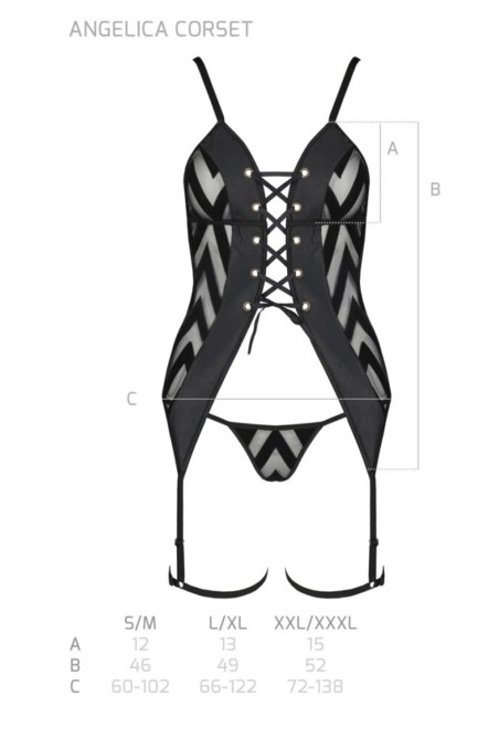 Корсет з трусиками та гартерами Passion Angelica