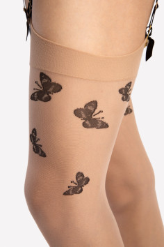 Чулки под пояс с принтом Бабочки Fiore FARFALLE 20 den O4111 2
