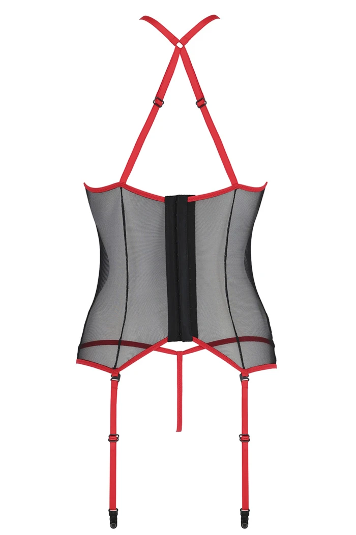 Корсет прозрачный с трусиками Passion Satara corset Red