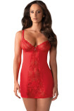 Сорочка з трусиками Obsessive Heartina chemise Red