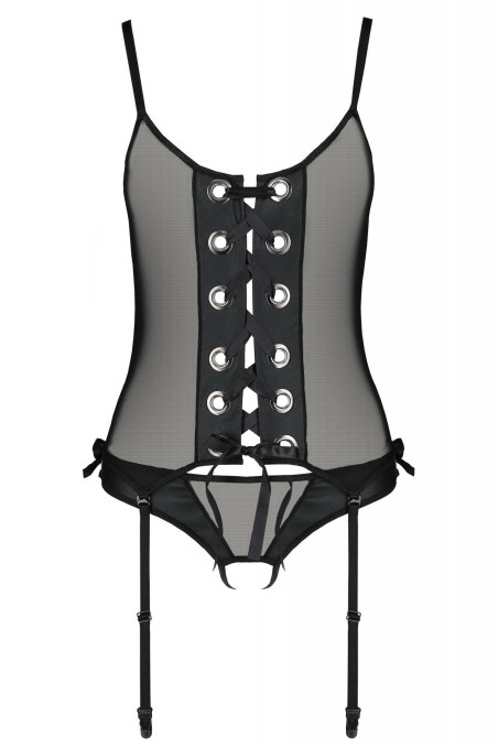 Корсет прозорий з відкритими трусиками Passion Nessy corset