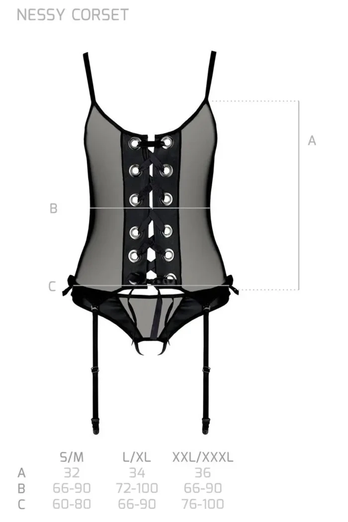 Корсет прозрачный с открытыми трусиками Passion Nessy corset