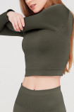 Топ безшовний з довгими рукавами Giulia CROP TOP KHAKI