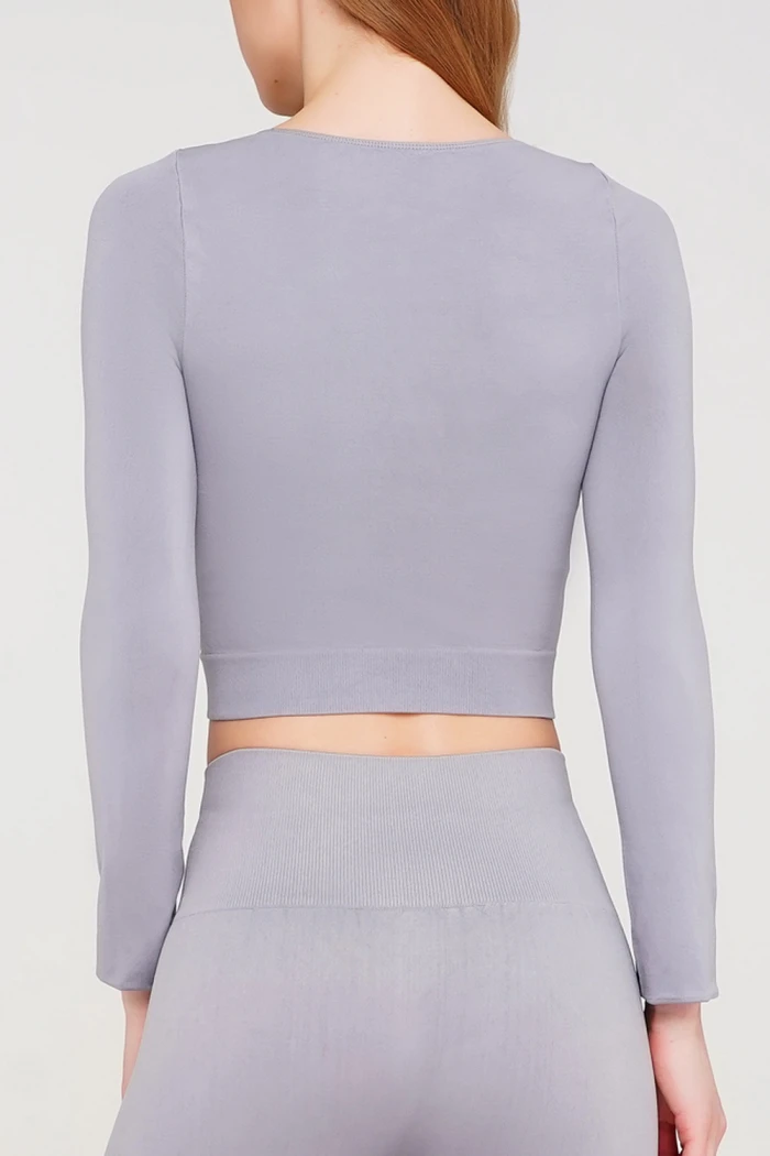 Топ бесшовный с длинными рукавами Giulia CROP TOP ULTIMATE GREY