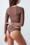 Топ безшовний з довгими рукавами Giulia CROP TOP DEEP TAUPE