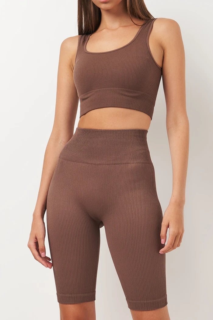 Топ на широких бретелях в рубчик GIULIA Top Rib DEEP TAUPE