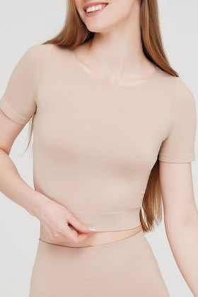 Топ безшовний з короткими рукавами Giulia Crop T-Shirt Naturale