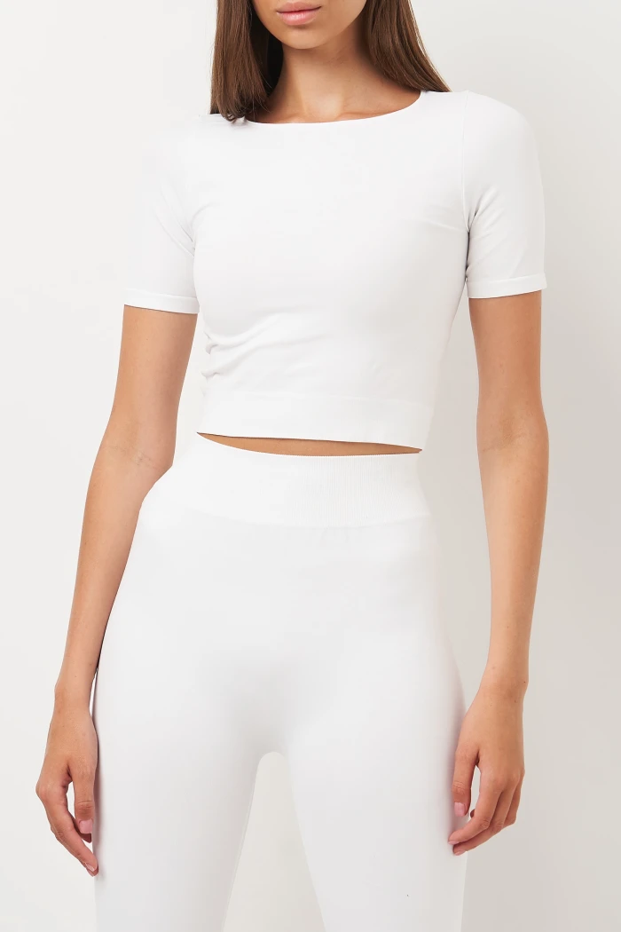 Топ безшовний з короткими рукавами Giulia Crop T-Shirt Bianco