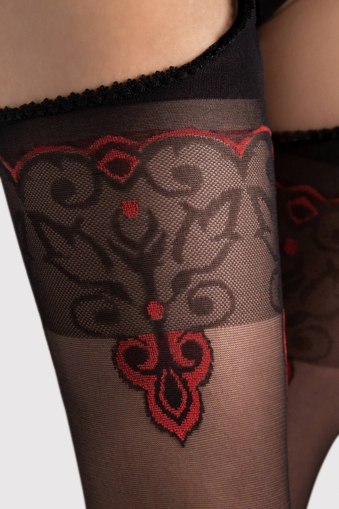 Панчохи з поясом з принтом Fiore AMOUR ROUGE 20 den