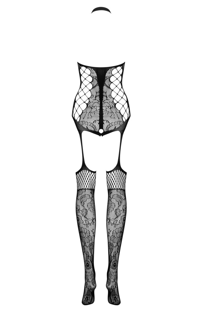 Боді-комбінезон з вирізом і панчохами Obsessive F240