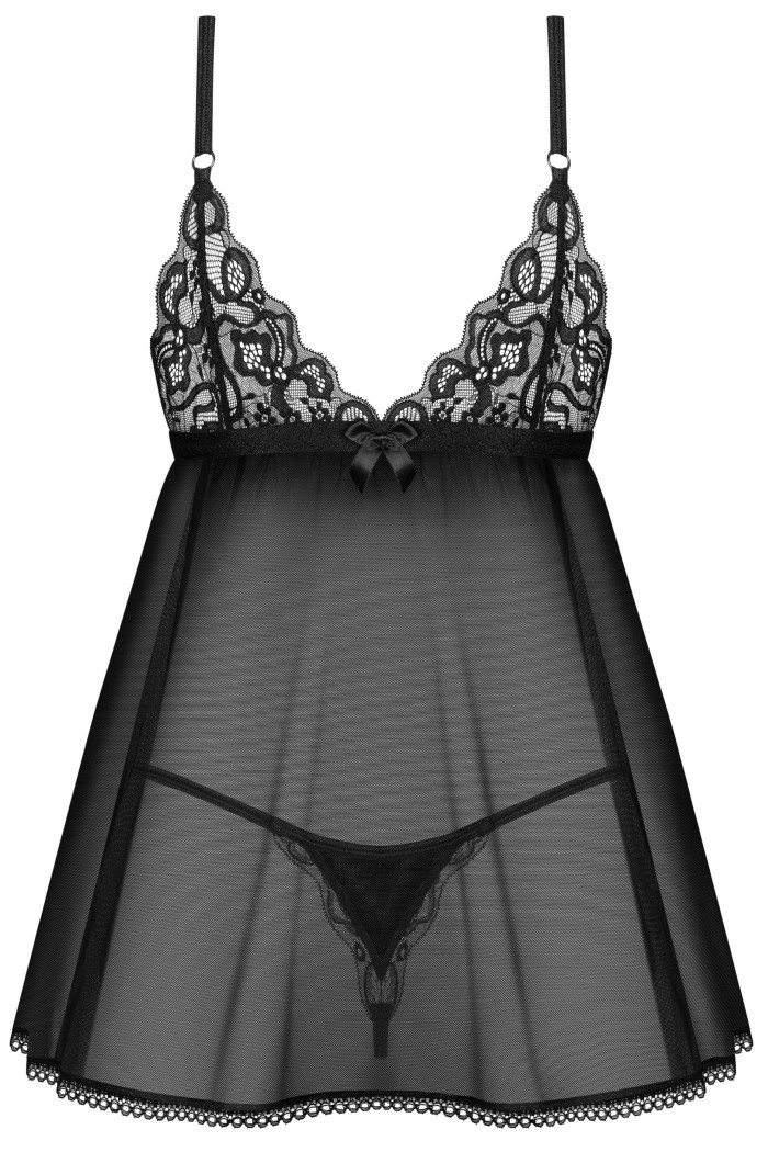 Пеньюар мереживний з трусиками Obsessive Blomentis Babydoll
