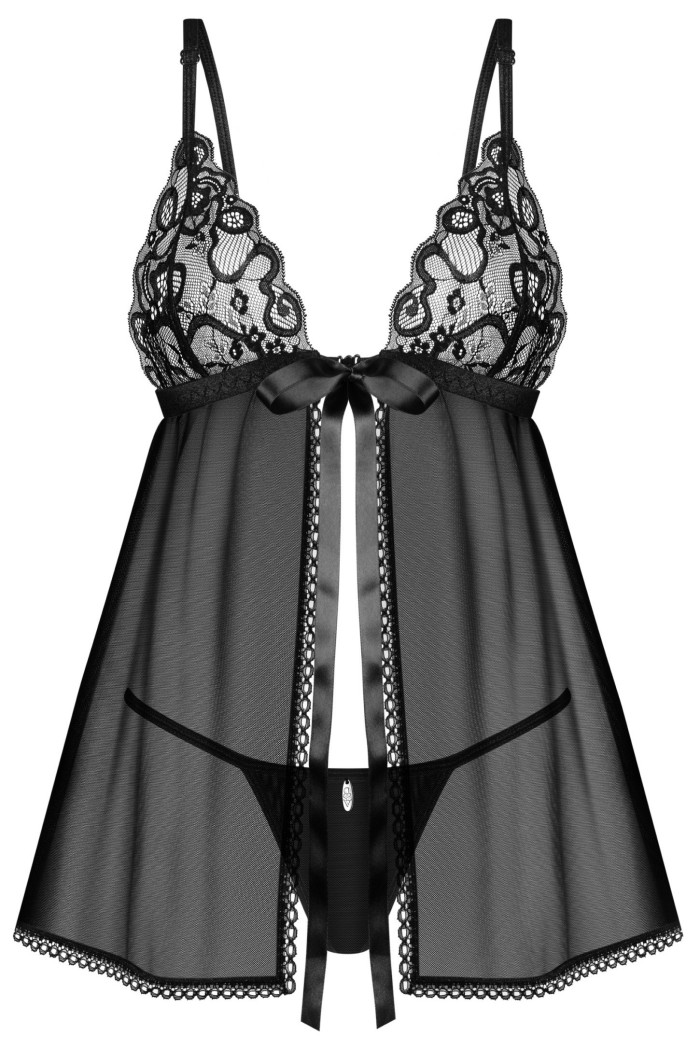 Пеньюар мереживний з трусиками Obsessive Blomentis Babydoll