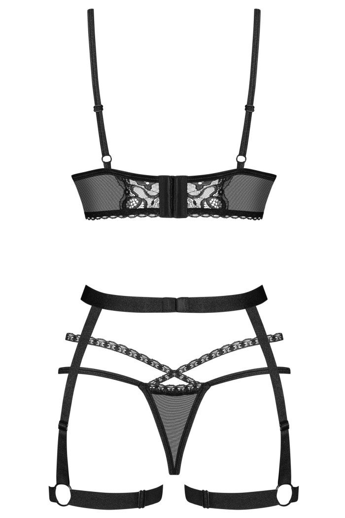 Комплект білизни з поясом Obsessive Blomentis garter belt set
